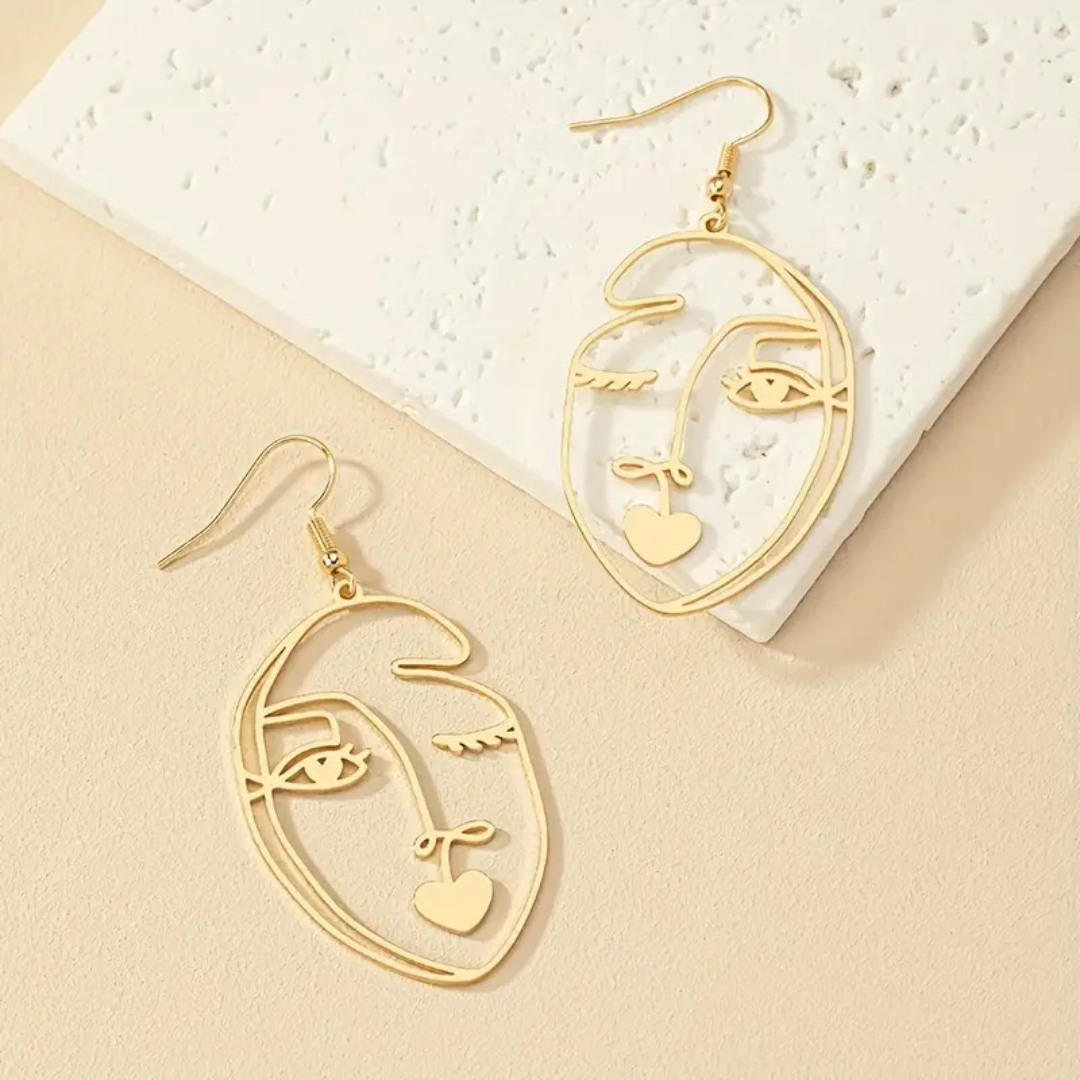 Hollow-Out Abstract Face Dangle Earrings