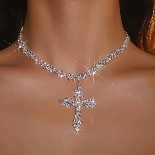 Rhinestones Cross Pendant Necklace