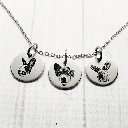 Customized Personalized Photo Pet Head Stainless Steel Pendant Necklace