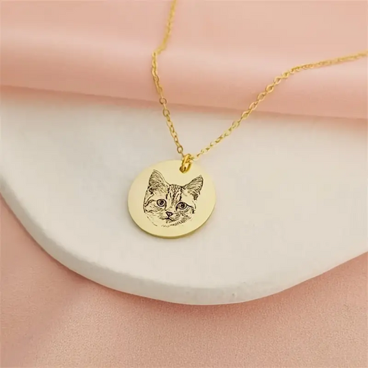 Customized Personalized Photo Pet Head Stainless Steel Pendant Necklace