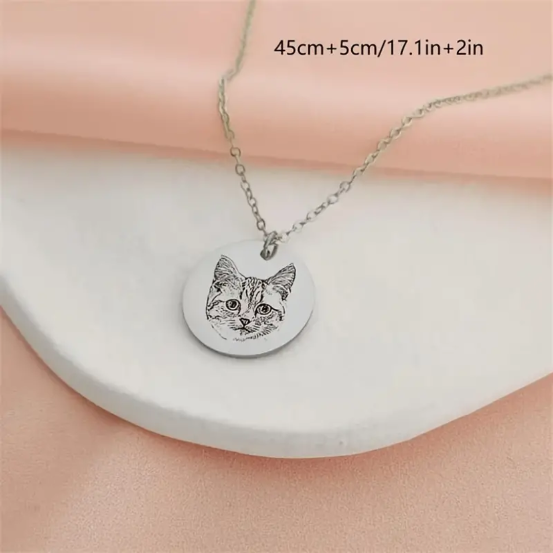 Customized Personalized Photo Pet Head Stainless Steel Pendant Necklace