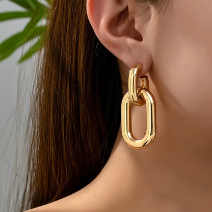 Gold-Plated Geometric Chunky Hoop Earrings