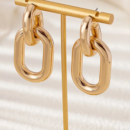 Gold-Plated Geometric Chunky Hoop Earrings