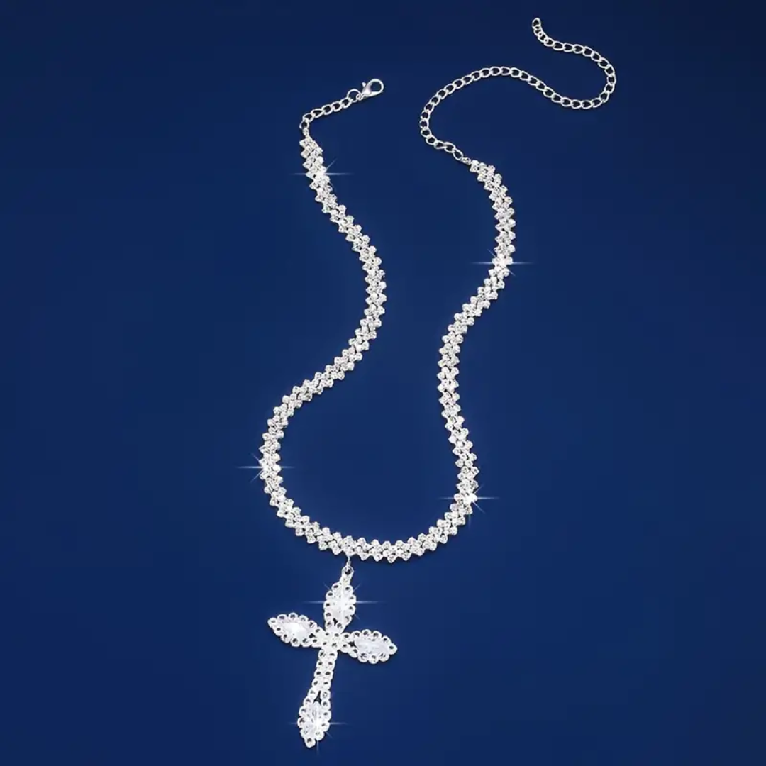 Rhinestones Cross Pendant Necklace