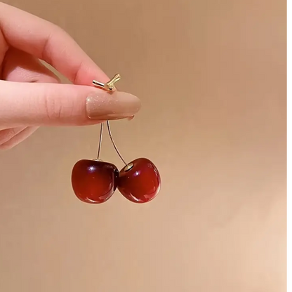 1 Pair Exquisitely Designed Red Cherry Fruit Earrings