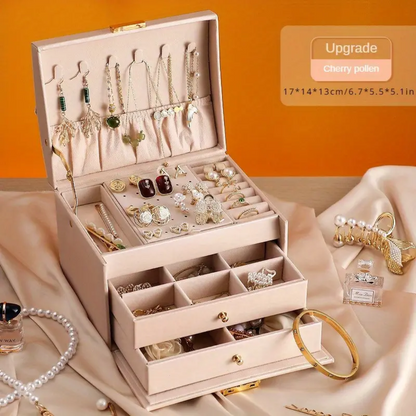 Elegant Vintage-Style Leather Jewelry Organizer With Lock