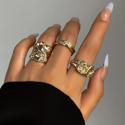 Retro Design Liquid Irregular Rings