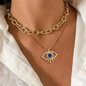 Evil Eye Pendant Chunky Chain Multi-layer Stacking Necklace