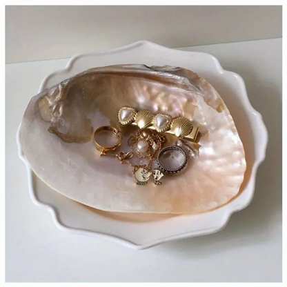 1pc Retro Natural Shell Plate Ornaments, Jewelry Dish Tray