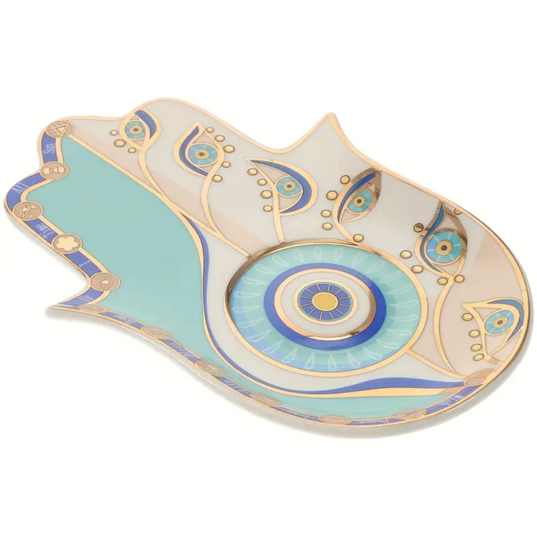 1pc Boho Ceramic Evil Eye Ring Dish