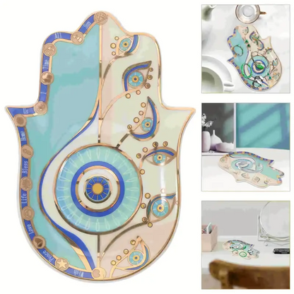 1pc Boho Ceramic Evil Eye Ring Dish