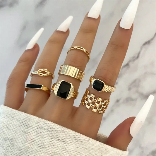 Golden Vintage Stackable Rings 7pcs/Set