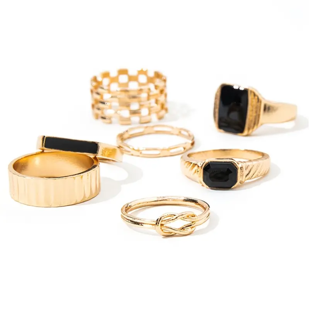 Golden Vintage Stackable Rings 7pcs/Set