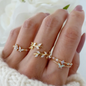 4PCS Dazzling Gemstone Stacking Rings