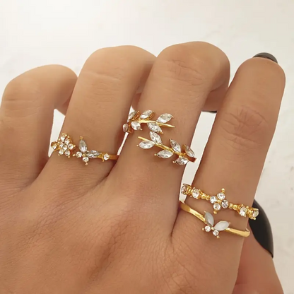 4PCS Dazzling Gemstone Stacking Rings