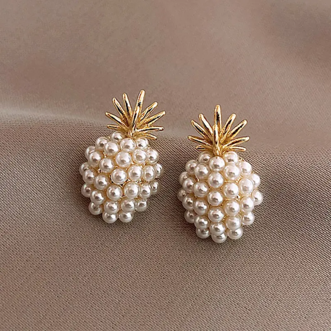 Faux Pearl Decor Pineapple Stud Earrings