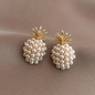 Faux Pearl Decor Pineapple Stud Earrings