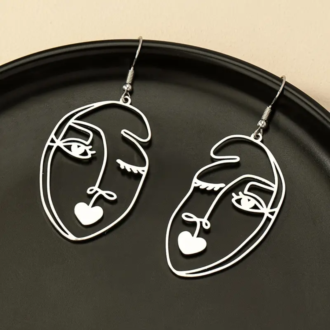 Hollow-Out Abstract Face Dangle Earrings